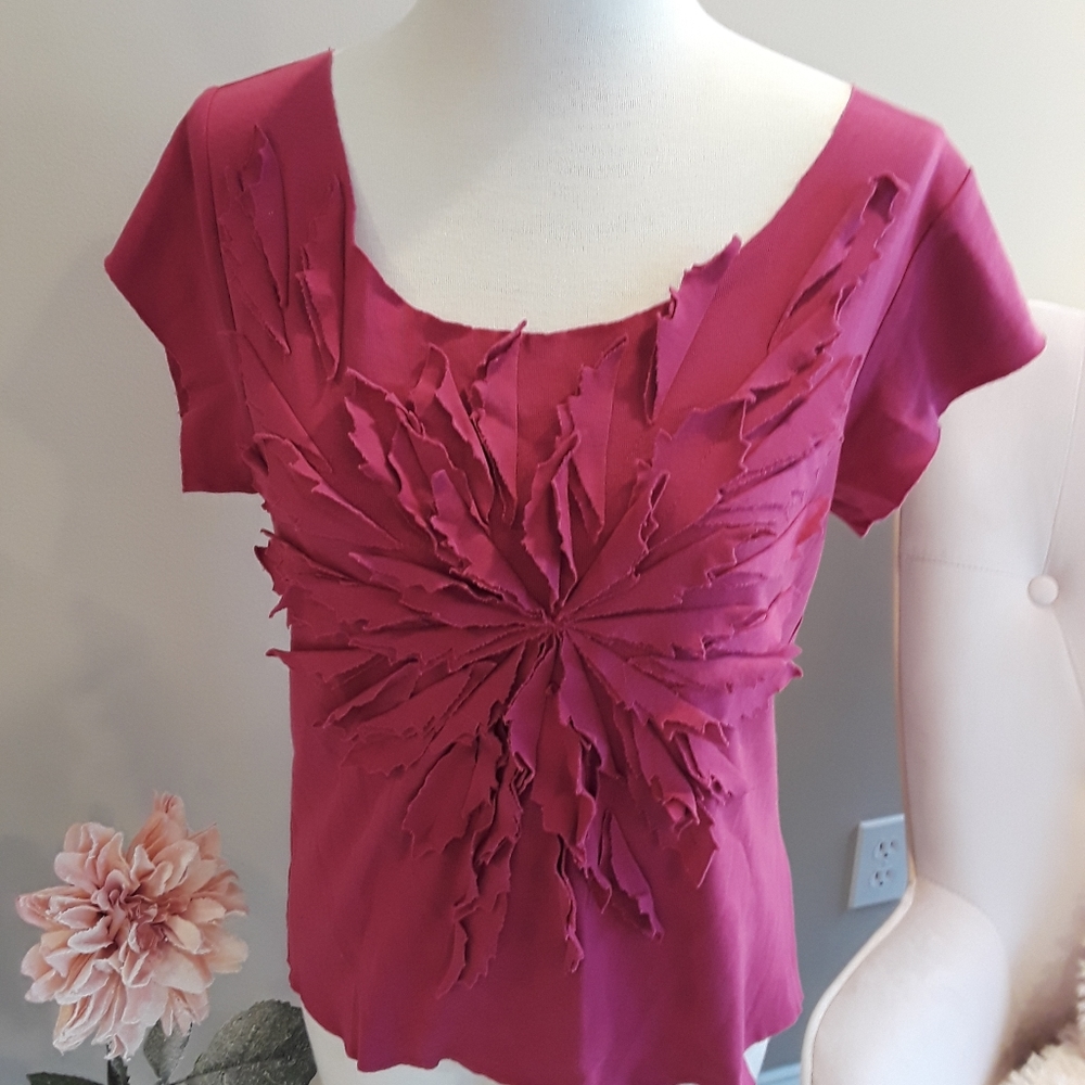 (SPIEGEL) Flower Design Tee Shirt Mauve